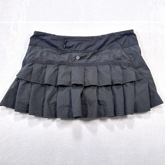 LULULEMON Women's Size 10 Black Pace Setter Pleated Ruffled Athletic Skort Skirt - Picture 1 of 6